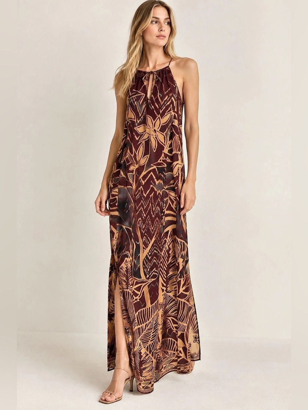 MNG Mango Suit Abstract Botanical Print Maxi Dress Size S / US 4